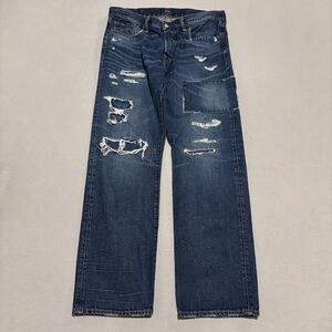 Polo Ralph‎ Lauren Jeans Mens 32x30 34x30 Sullivan Slim Distress Blue Button Fly